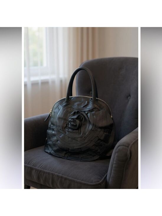 Valentino Handbags - AUTHENTIC VALENTINO GARAVANI PETALE BLACK NAPPA LEATHER ROSETTE DOME BAG